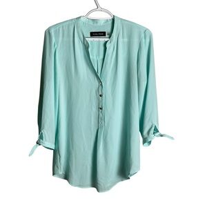 Ivanka Trump Green V-Neck 3/4 Sleeve Blouse